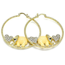 Load image into Gallery viewer, Two Hearts + Elephant Hoops Earrings