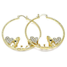 Load image into Gallery viewer, Two Hearts + Elephant Hoops Earrings
