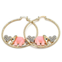 Load image into Gallery viewer, Two Hearts + Elephant Hoops Earrings