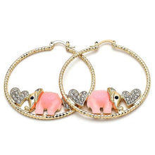 Load image into Gallery viewer, Two Hearts + Elephant Hoops Earrings

