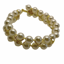 Load image into Gallery viewer, Double Braided Pearl/Gold Bracelet
